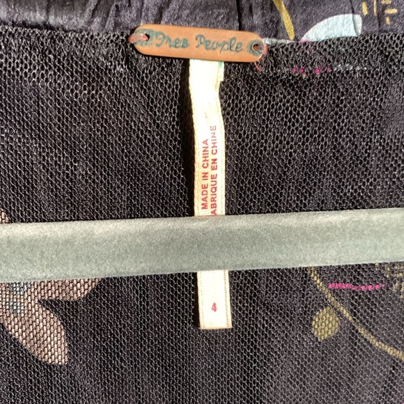 Free People Silk Babydoll Floral Mini Dress Deep V-Neck Black Whimsigoth Y2K 4 - Picture 4 of 10